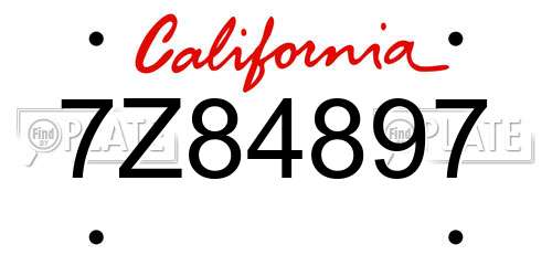 7Z84897 California License Plate