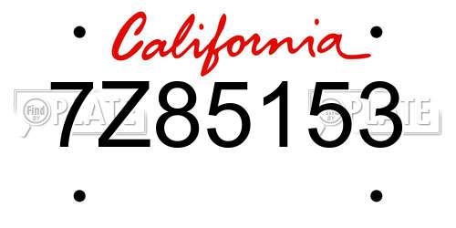 7Z85153 California License Plate