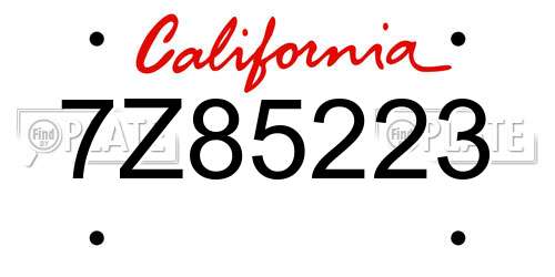 7Z85223 California License Plate