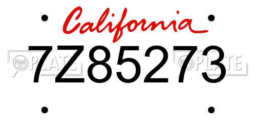 7Z85273 California License Plate