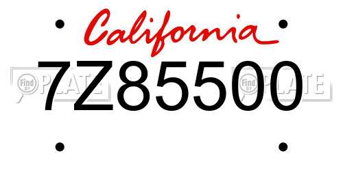 7Z85500 California License Plate