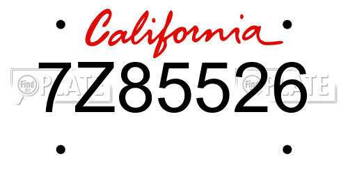 7Z85526 California License Plate