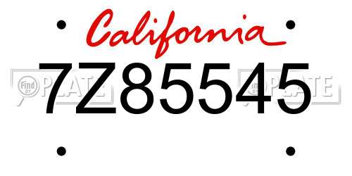 7Z85545 California License Plate