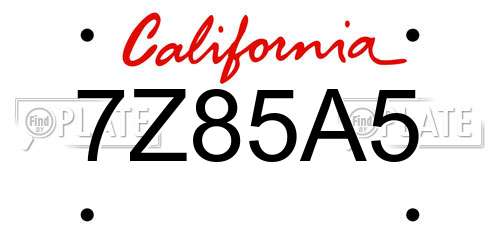 7Z85A5 California License Plate