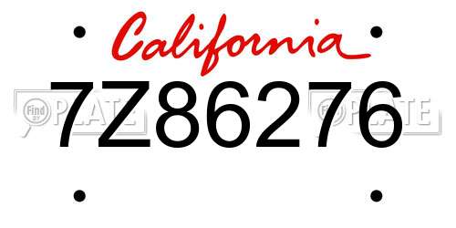 7Z86276 California License Plate