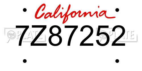 7Z87252 California License Plate