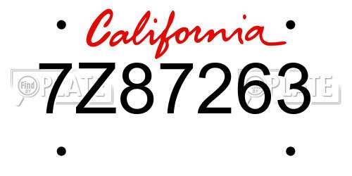 7Z87263 California License Plate