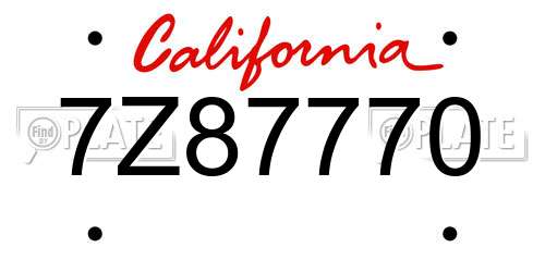 7Z87770 California License Plate