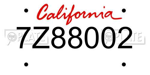 7Z88002 California License Plate
