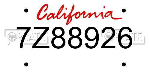 7Z88926 California License Plate