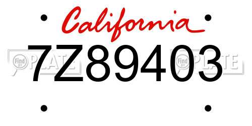 7Z89403 California License Plate