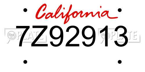 7Z92913 California License Plate