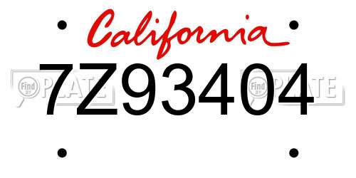 7Z93404 California License Plate