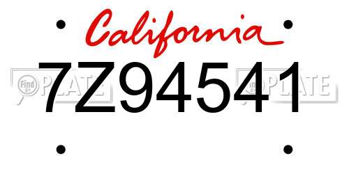 7Z94541 California License Plate