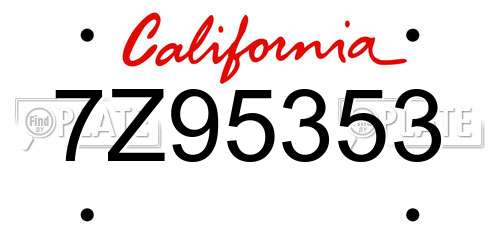 7Z95353 California License Plate