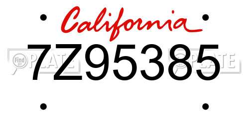 7Z95385 California License Plate