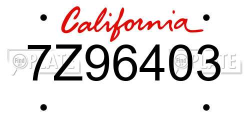 7Z96403 California License Plate