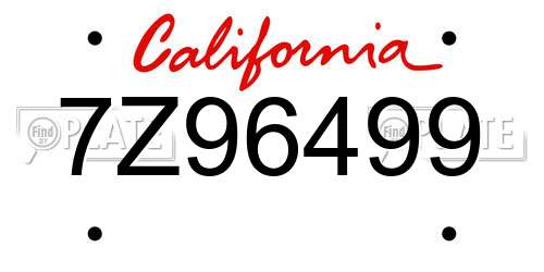 7Z96499 California License Plate