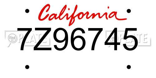7Z96745 California License Plate