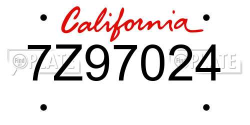 7Z97024 California License Plate