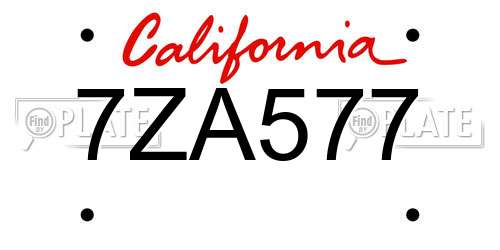 7ZA577 California License Plate
