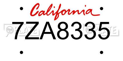 7ZA8335 California License Plate