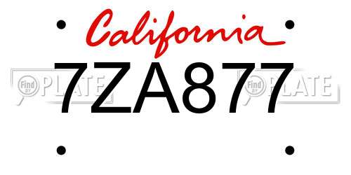 7ZA877 California License Plate
