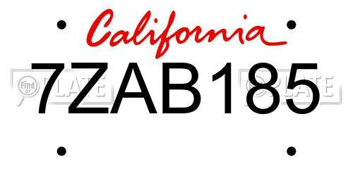 7ZAB185 California License Plate