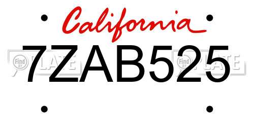 7ZAB525 California License Plate