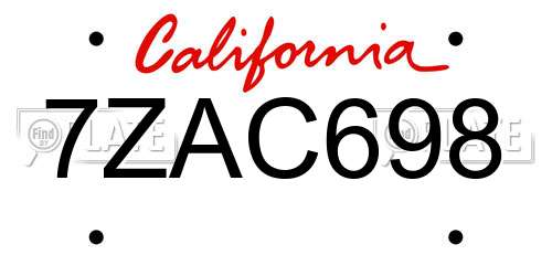 7ZAC698 California License Plate