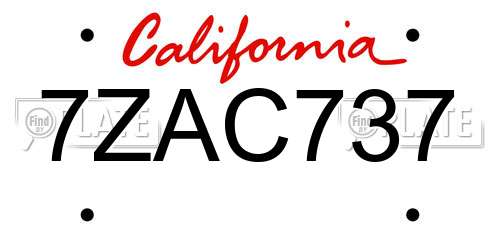 7ZAC737 California License Plate