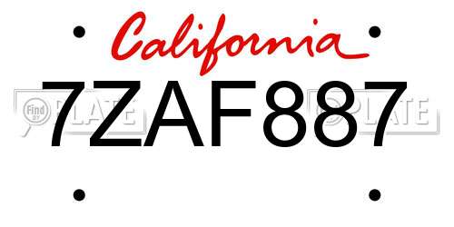 7ZAF887 California License Plate
