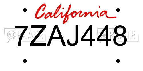 7ZAJ448 California License Plate