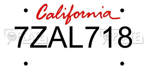 7ZAL718 California License Plate