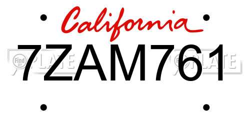 7ZAM761 California License Plate