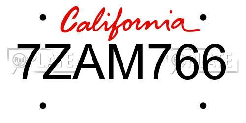 7ZAM766 California License Plate