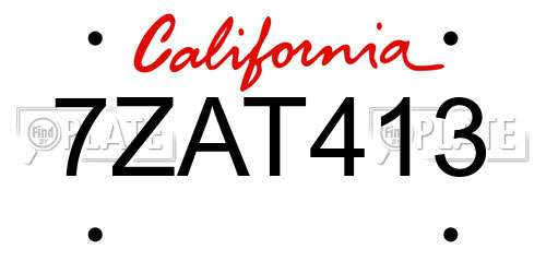7ZAT413 California License Plate