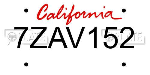 7ZAV152 California License Plate