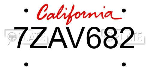 7ZAV682 California License Plate