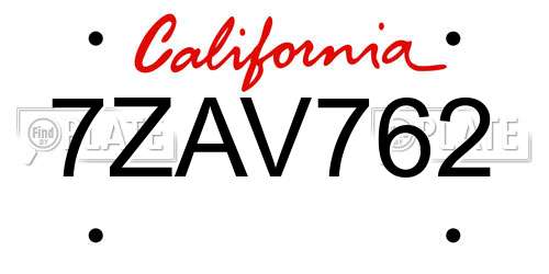 7ZAV762 California License Plate