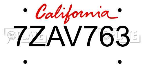 7ZAV763 California License Plate