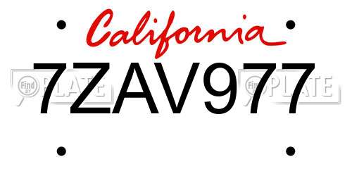 7ZAV977 California License Plate