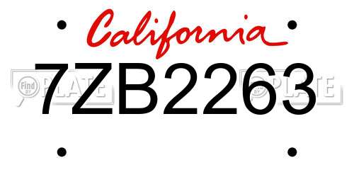 7ZB2263 California License Plate