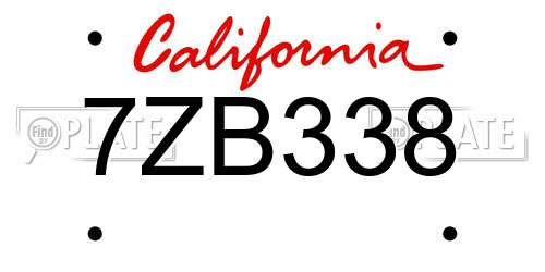 7ZB338 California License Plate