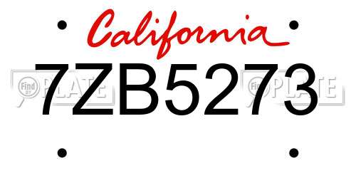 7ZB5273 California License Plate