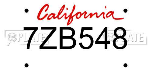 7ZB548 California License Plate