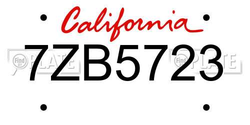 7ZB5723 California License Plate