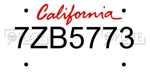 7ZB5773 California License Plate