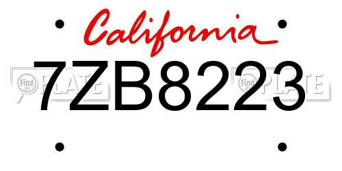 7ZB8223 California License Plate