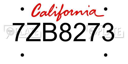 7ZB8273 California License Plate